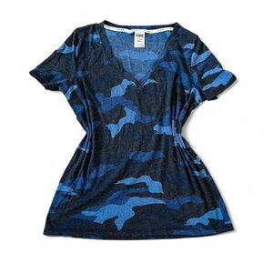 Victoria's Secret Blue Camouflage V-Neck Tee